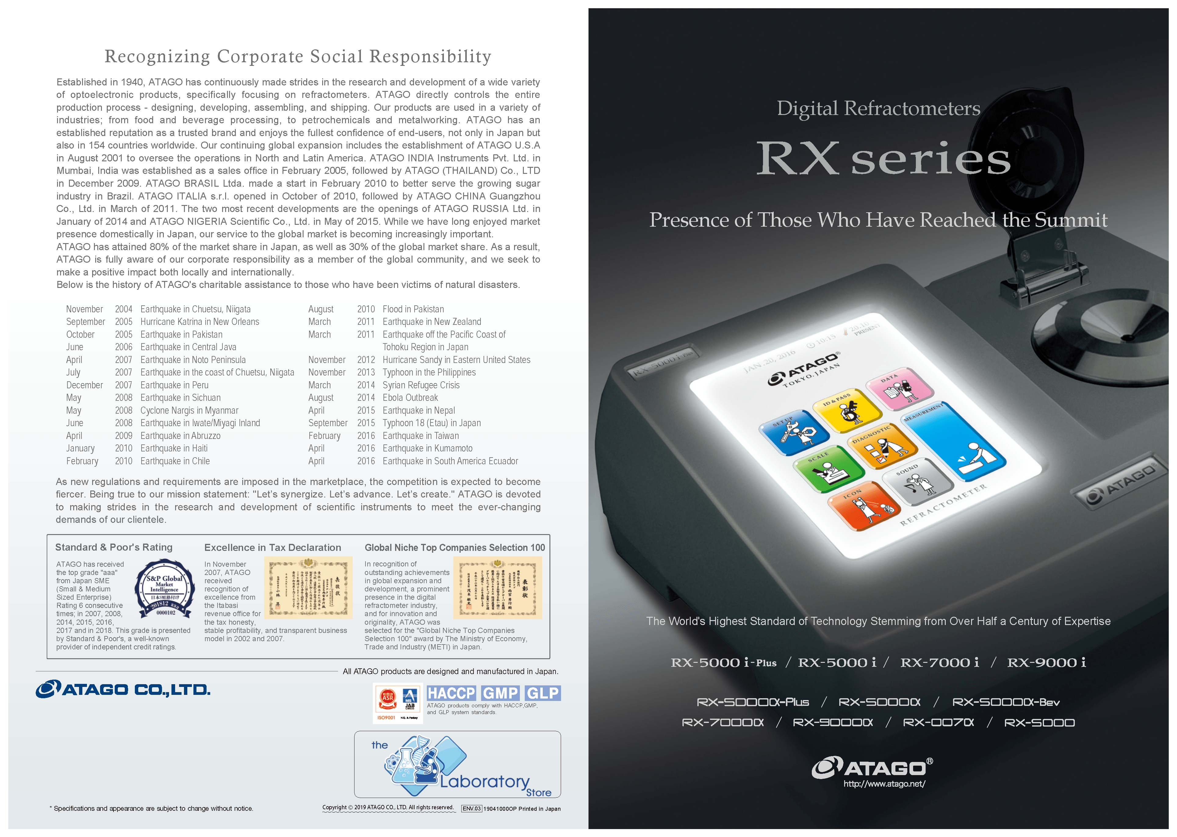 Atago Automatic Digital BenchTop Refractometers RXα Series